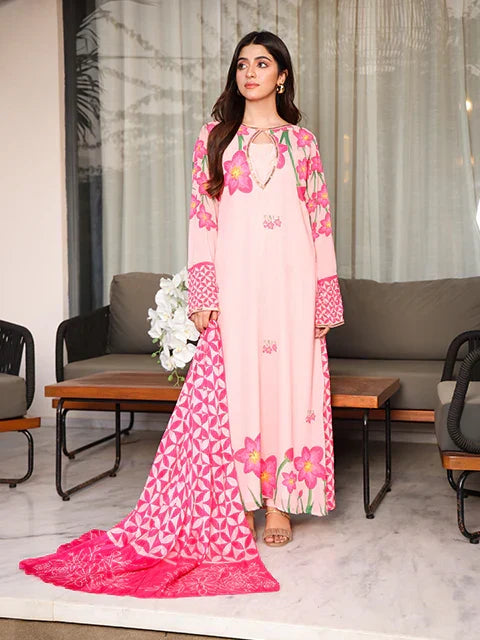 Afsheen Pink Printed 3pc