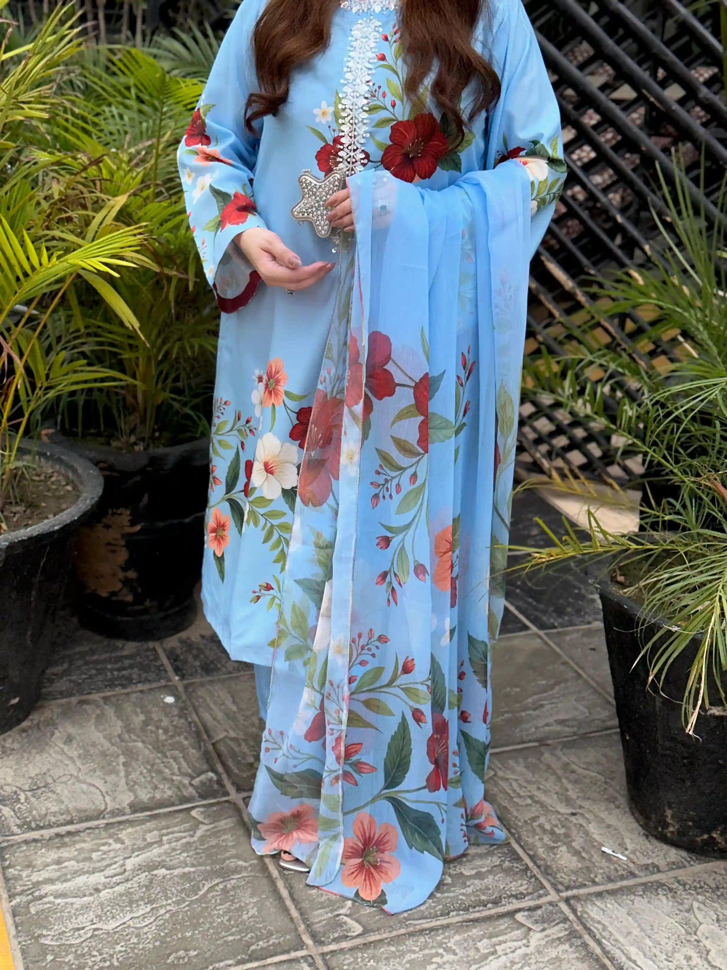 Eshal Printed with Handwork 3pc