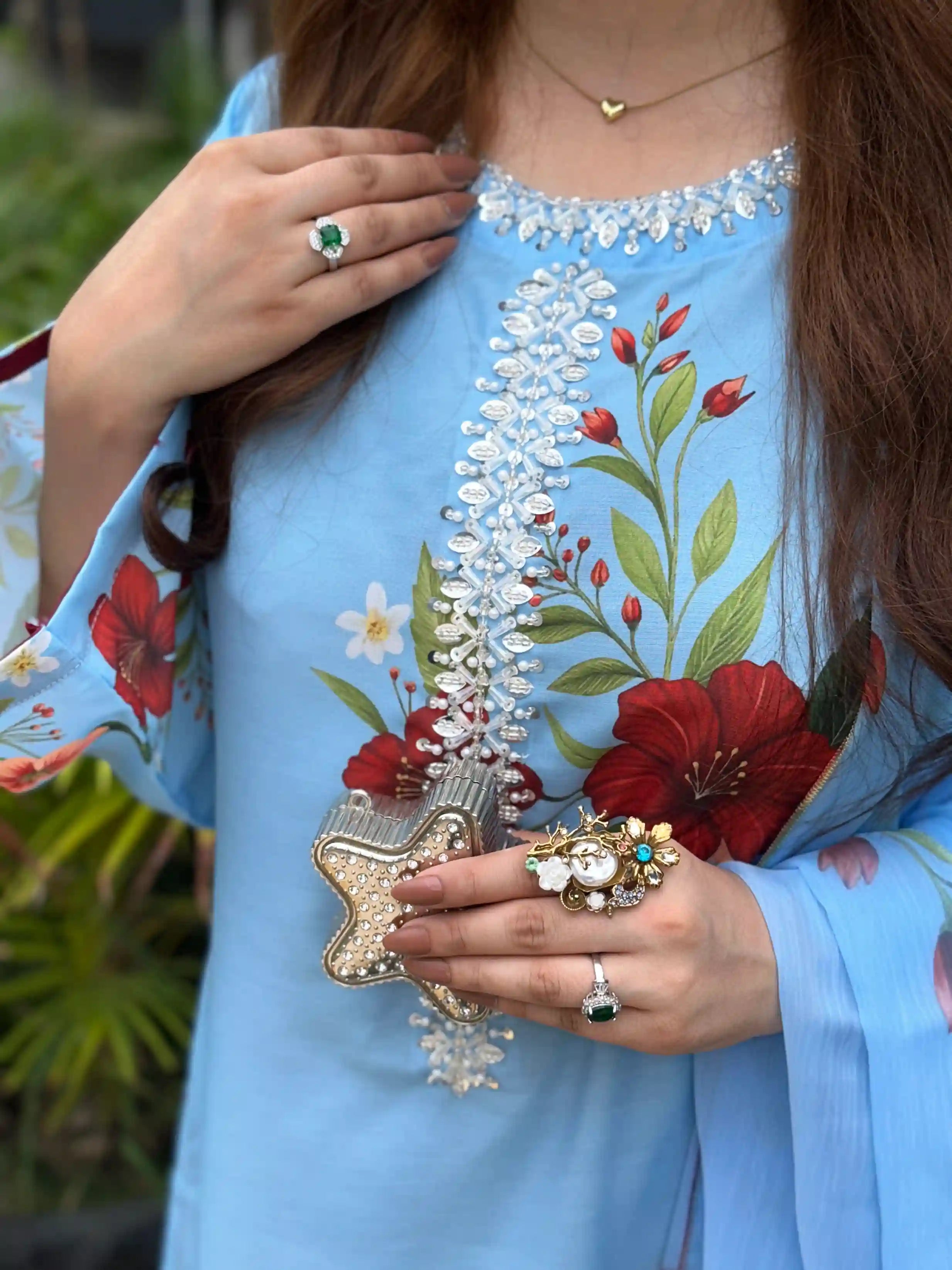 Eshal Printed with Handwork 3pc