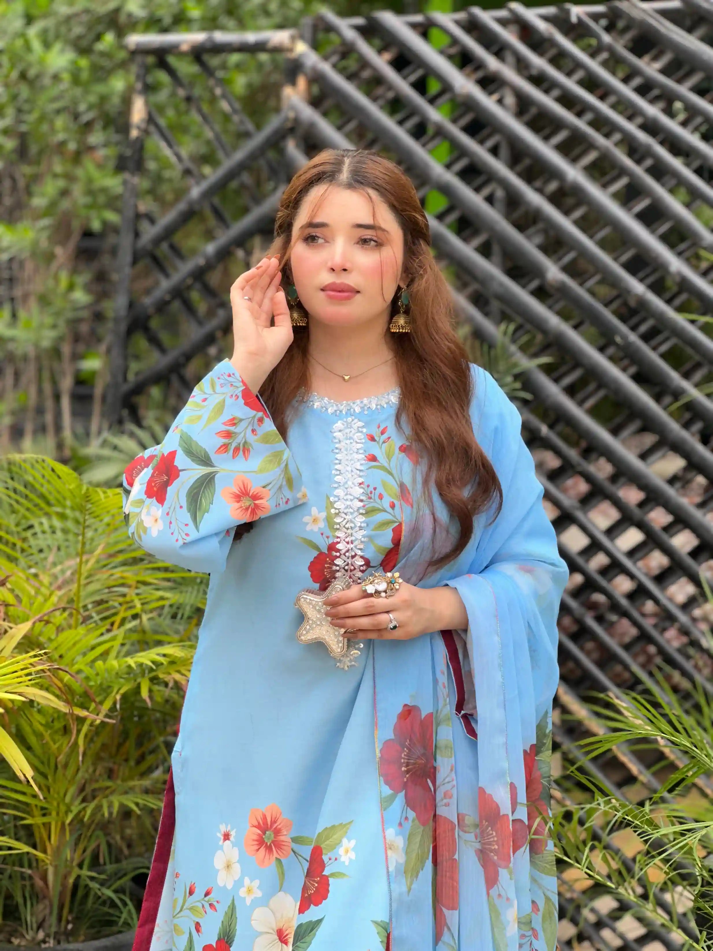 Eshal Printed with Handwork 3pc