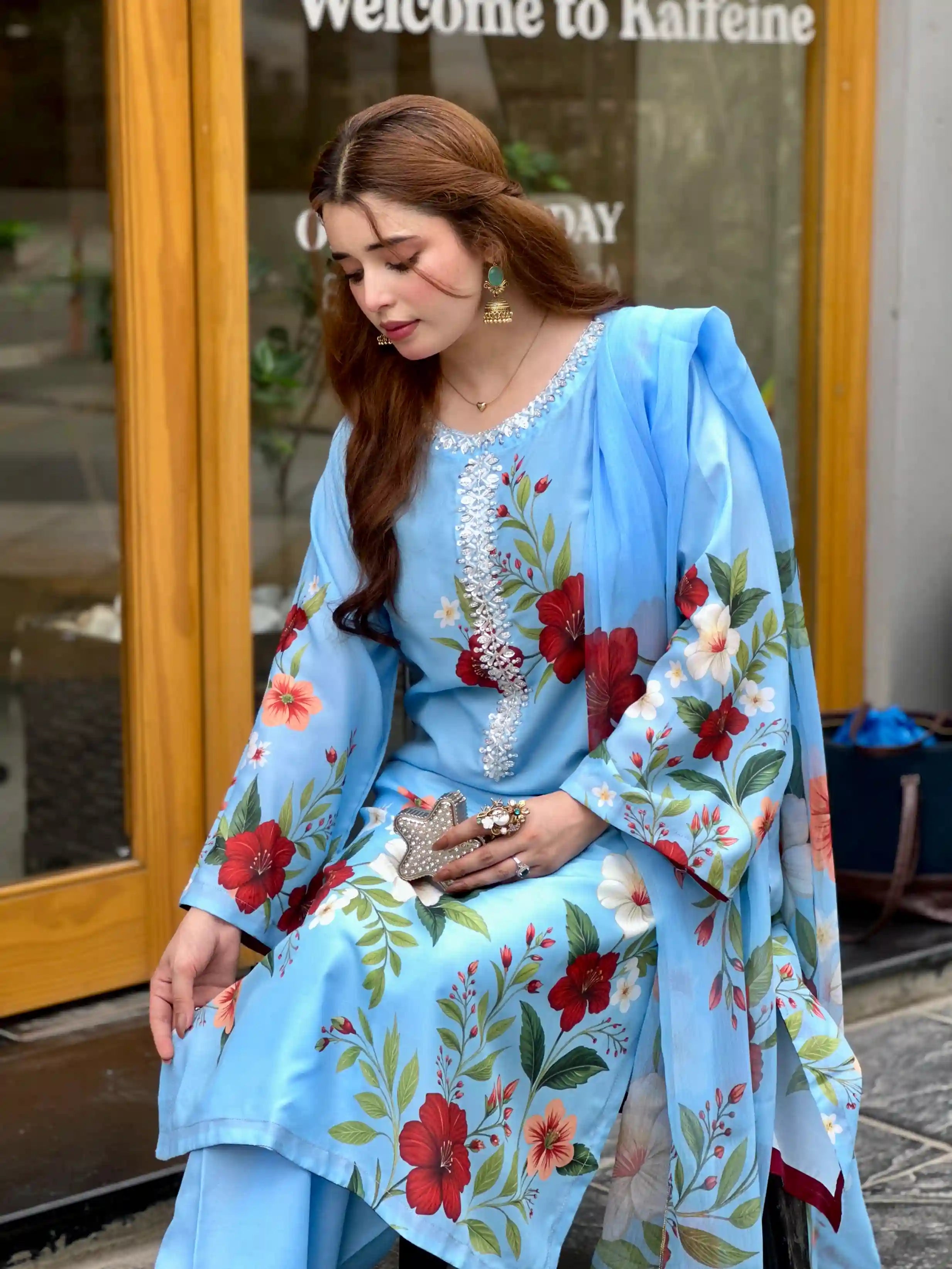 Eshal Printed with Handwork 3pc