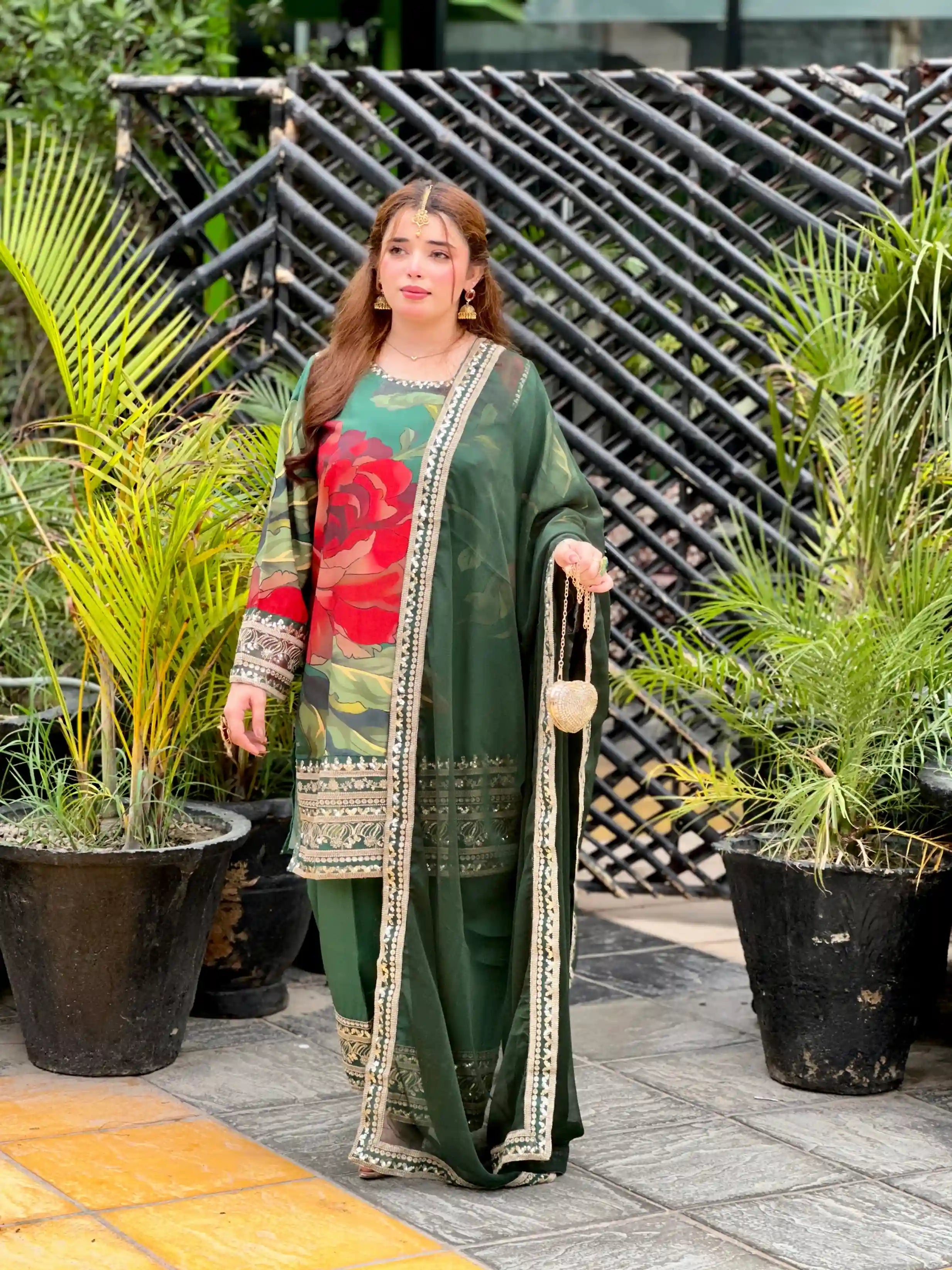 Aanch Green Emb 3pc