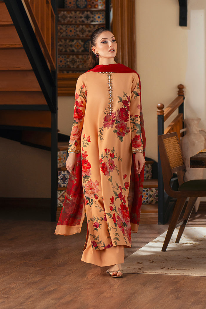Laaj printed with handwork 3 pc